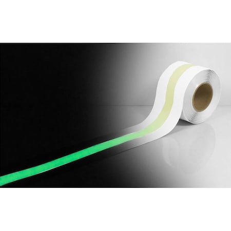 Ergomat Durastripe In-Line 4in x 50ft Glow White with Glow Stripe DSIL450W-G1